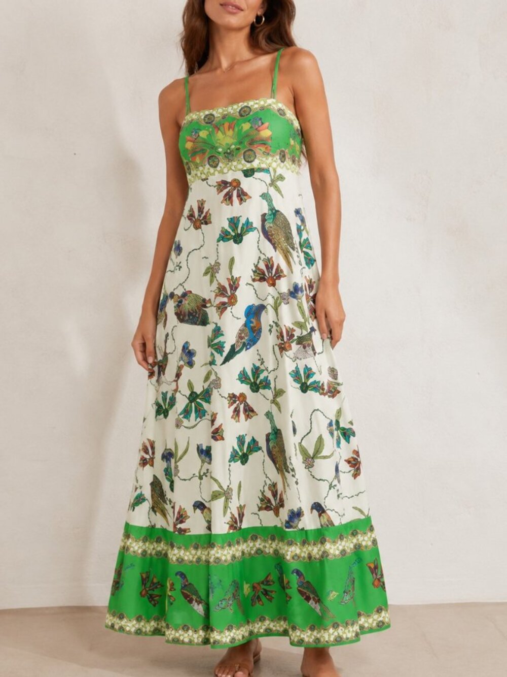 Commense Birdie Print Pocketed Cami Maxi Dress, Size Medium *NWOT (Brand New)